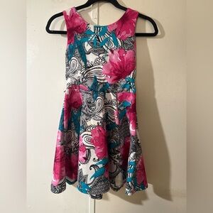 Floral Pink and Blue Kids Dress